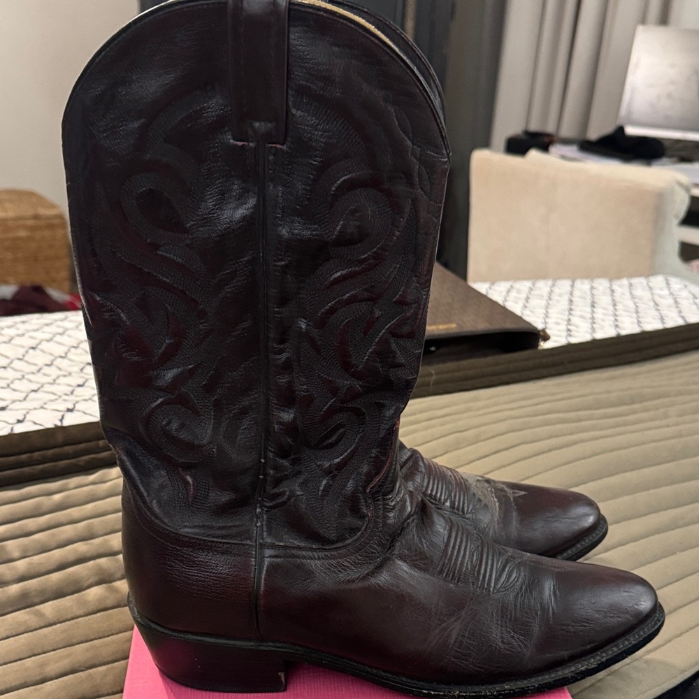 Dan Post Rich Brown Leather Cowboy Boots
